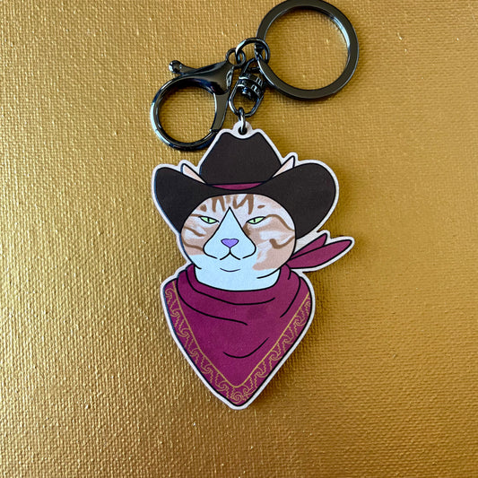 Keychain: Cowboy Cat